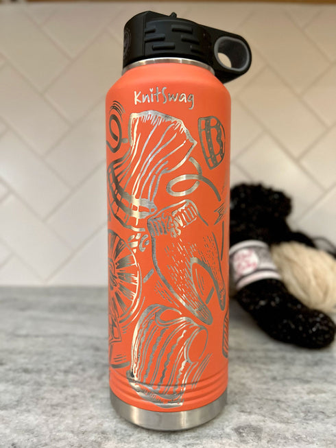 Laser Engraved Knitting Pattern 40 Oz Water Bottle